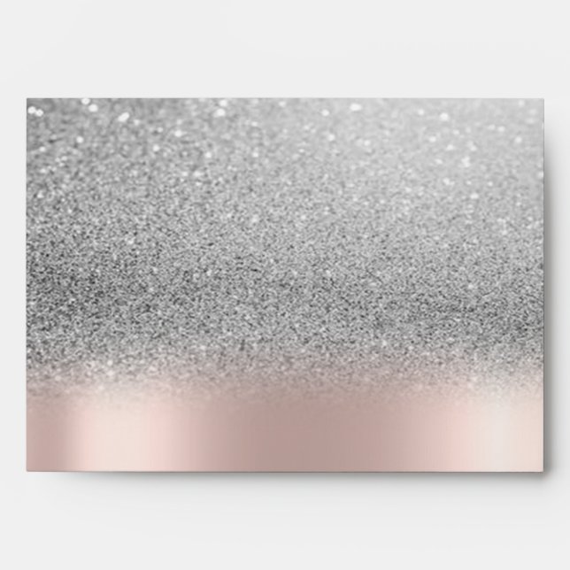 Chic Silver Glitter Bokeh Ombre Rose Gold   Envelope (Front)