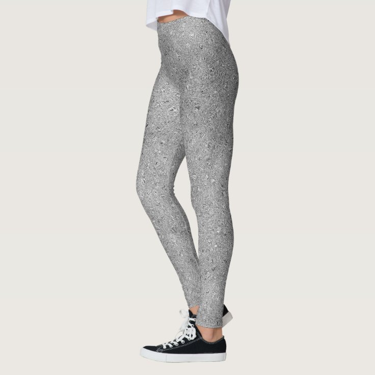 Chic Silver Glitter Foil Sparkle Leggings | Zazzle