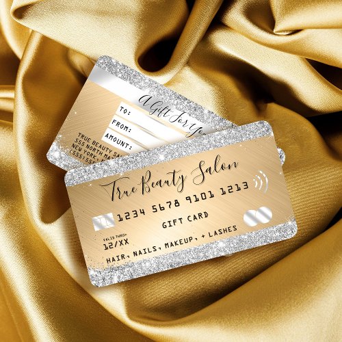 Chic Silver Glitter Gold Metallic Credit Gift Business Card