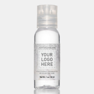 Chic Silver Glitter Marble Logo Promotional Hand Sanitizer
