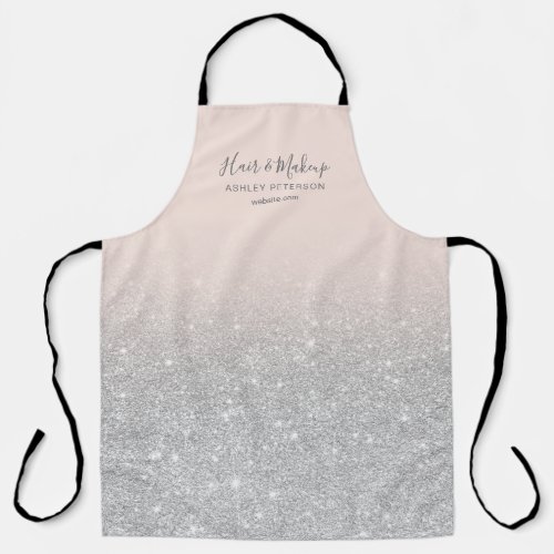 Chic silver glitter ombre blush pink makeup apron