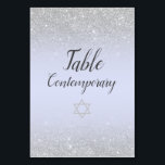 Chic silver glitter script lavender Bat Mitzvah Table Number<br><div class="desc">Add a touch of elegance to your Bat Mitzvah celebration with these Table card. Featuring a shimmering silver background and a Star of David design, these tent-style cards help guide guests to their tables while complementing your event decor. The sleek design ensures a sophisticated and festive atmosphere for your special...</div>