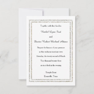 Chic Silver Glitter Trim - 3x5 Wedding Invitation