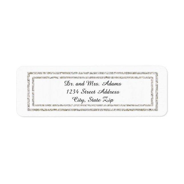 Chic Silver Glitter Trim - Address Label (Front)
