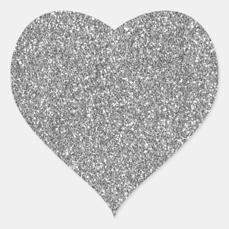 Chic Silver Glitzy Glam Sparkle Glitter Heart Sticker | Zazzle
