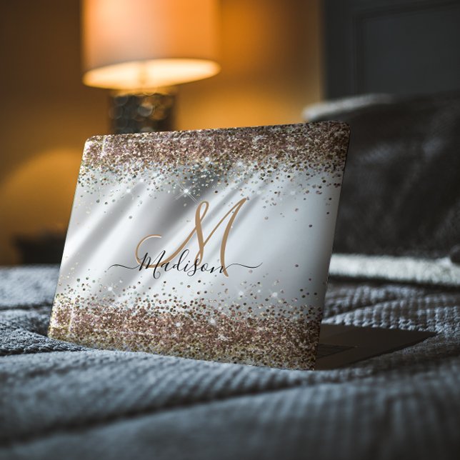 Chic silver Gold faux glitter monogram HP Laptop Skin (Creator Uploaded)