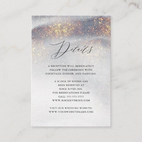 Chic Silver Gold Sparkle Watercolor Luxury Wedding Enclosure Card
