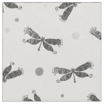 Chic Silver Gray and White Dragonfly Fabric