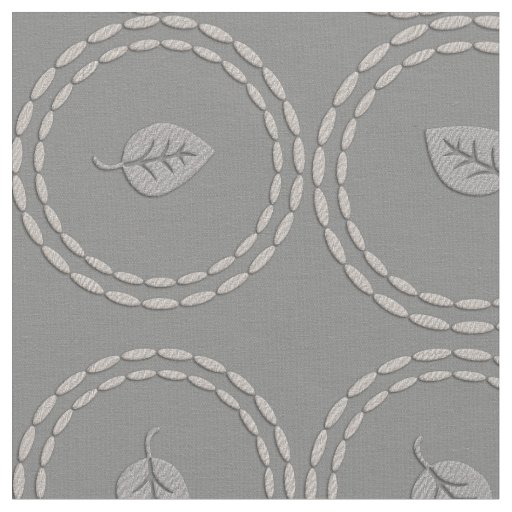 Chic Silver Gray Leaf Pattern Fabric
