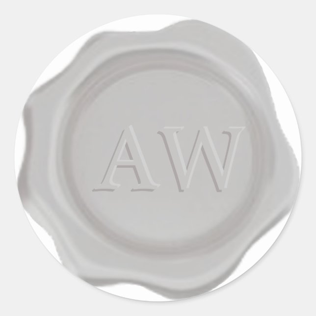 Chic Silver Gray Monogram Wedding Wax Seal (Front)
