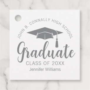 Chic Silver Grey Graduate Custom Graduation Party Favor Tags
