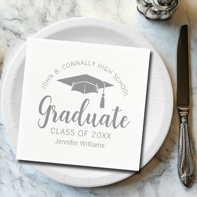 Chic Silver Grey Graduate Custom Graduation Party Napkins (Creator Uploaded)