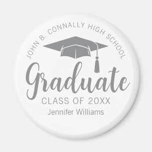 Chic Silver Grey Graduate Customized Graduation Magnet