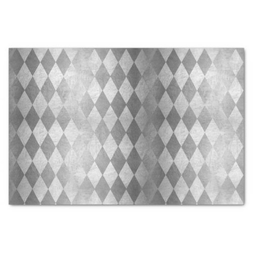 Chic Silver Harlequin Diamond Pattern Tissue Paper