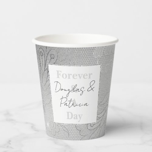 Chic Silver Lace  Paper Cups