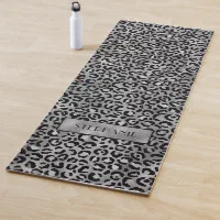 Chic Silver Leopard Print Personalized Yoga Mat