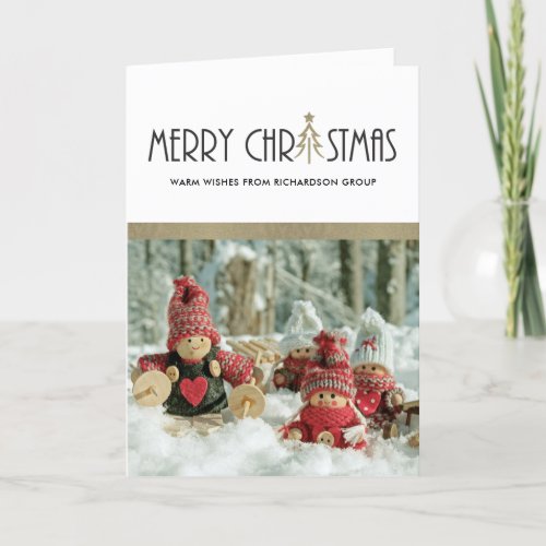 CHIC SILVER MERRY CHRISTMAS BUSINESS HOLIDAY PHOTO CARD