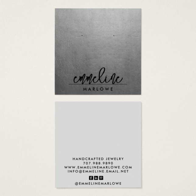 Chic Silver Modern MinimalBlack Earring Jewelry (Front & Back)