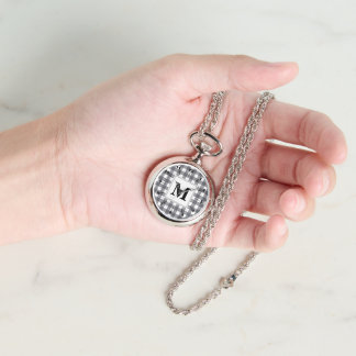 CHIC! ⚪ Silver Necklace Watch Plaid Initial