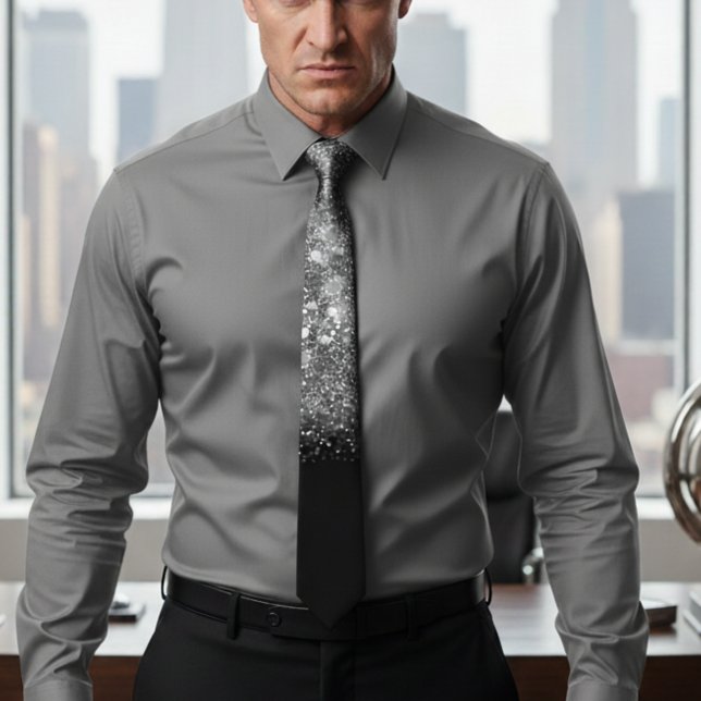 Chic silver ombre sparkle wedding  neck tie (Creator Uploaded)