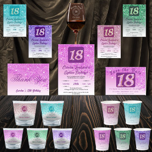 Chic Silver & Pink Glitter 18th Birthday Gift Shot Glass