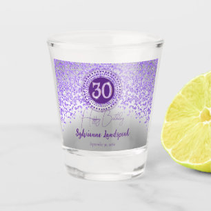 Chic Silver & Purple Glitter 30th Birthday Gift Shot Glass