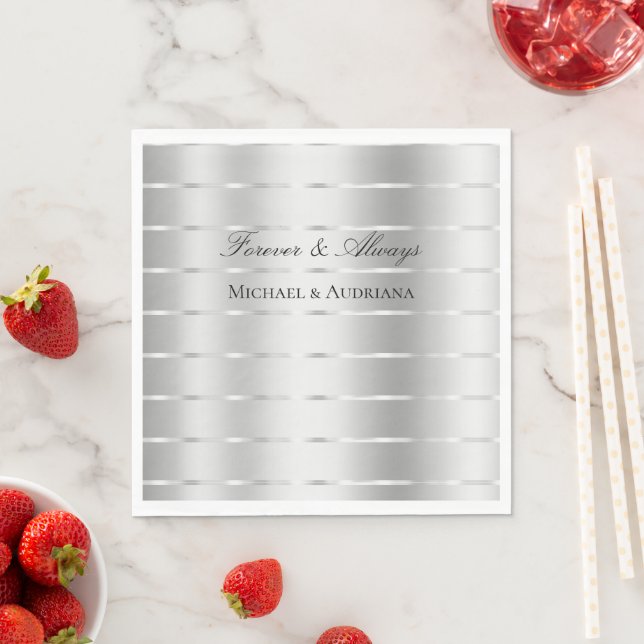 Chic Silver Ribbon Wedding Bridal Shower  Napkins (Insitu)