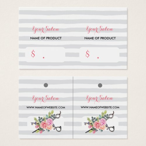 Chic Silver Scissors Stripes and Roses Hang Tags