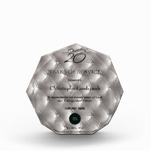 Chic Silver Silk Quilted Tufted Executive Acrylic Award