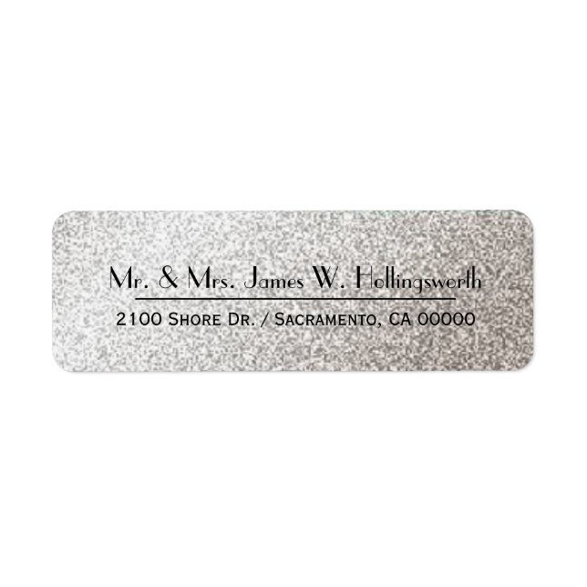 Chic Silver Sparkle Custom Return Address Label (Front)