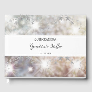 Chic Silver Stars Quinceanera  Guest Book