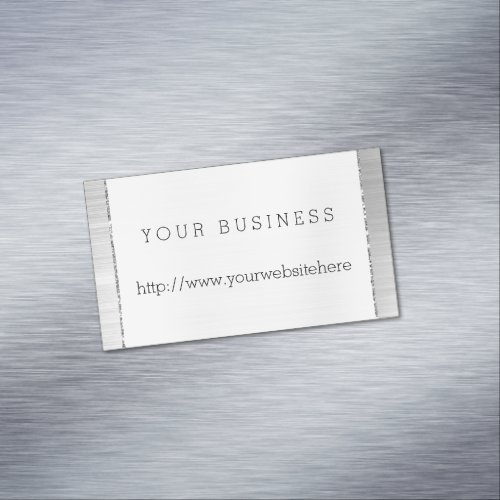 Chic Silver White Business Card Magnet