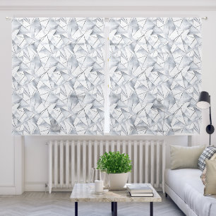 Chic Silver White Triangles Sheer Curtains