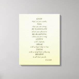 Chic, simple and stylish Inspirational words Canvas Print