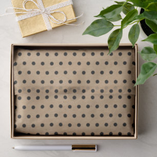 Chic Simple Black Dots On Rustic Faux Brown Kraft Tissue Paper