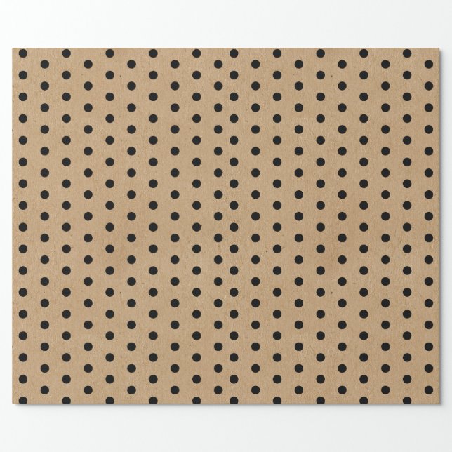 Chic Simple Black Dots On Rustic Faux Brown Kraft Wrapping Paper