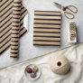 Chic Simple Black Stripes On Faux Brown Kraft Wrapping Paper