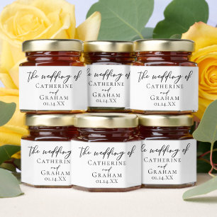 Chic Simple Black Typography Personalized Wedding Honey Jar Favors