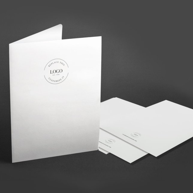 Chic Simple Custom Business Logo website goes here Pocket Folder (Simple Customizable logo and website business folders.)