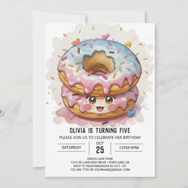 Chic Simple Donuts Birthday Invitation (Front)