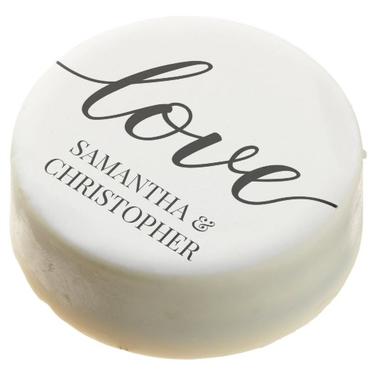 Chic simple elegant Love Script Wedding custom Chocolate Covered Oreo (Angled)