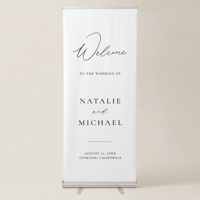 Chic Simple Elegant Welcome To Our Wedding Welcome Retractable Banner (Front)