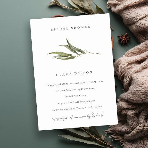 Chic Simple Eucalyptus Botanical Bridal Shower Invitation