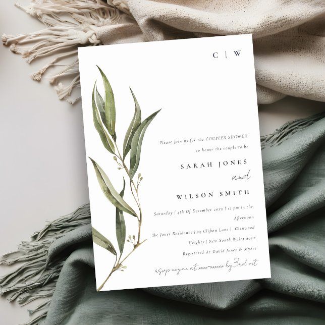 Chic Simple Eucalyptus Botanical Couples Shower Invitation (Creator Uploaded)