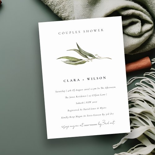 Chic Simple Eucalyptus Botanical Couples Shower Invitation