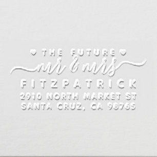 Chic Simple Future Mr Mrs Wedding Return Address Embosser