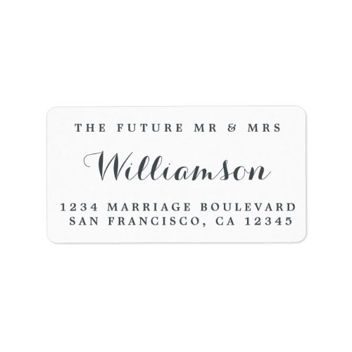 Chic Simple Future Mr Mrs Wedding Return Address L Label