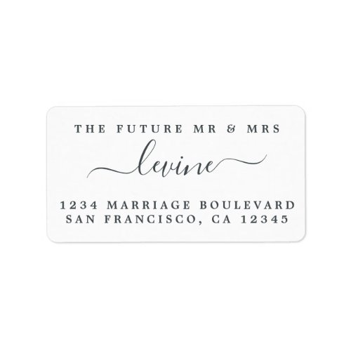 Chic Simple Future Mr Mrs Wedding Return Address Label