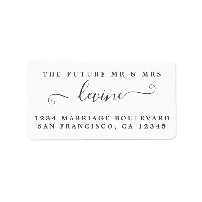Chic Simple Future Mr Mrs Wedding Return Address Label (Front)