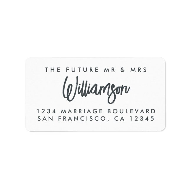 Chic Simple Future Mr Mrs Wedding Return Address Label (Front)